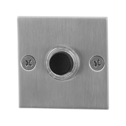 Türklingel mit schwarzer Druckknopf GPF9826.08 quadratisch 50x50x2 mm Edelstahl gebürstet