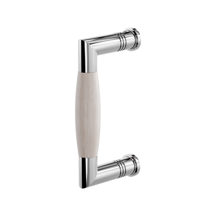 Stoßgriff Tonnen Modell Ika 130mm Edelstahl poliert mit Eichen Whitewash
