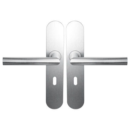 Türgriff auf Schild BB56 abgerundet L-Förmigen Modell Edelstahl gebürstet