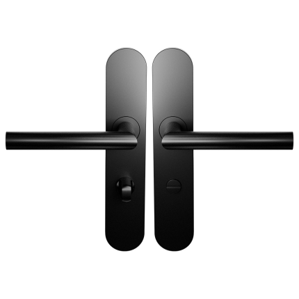 Türgriff auf Schild WC63/8 abgerundet L-Förmigen Modell Schwarz