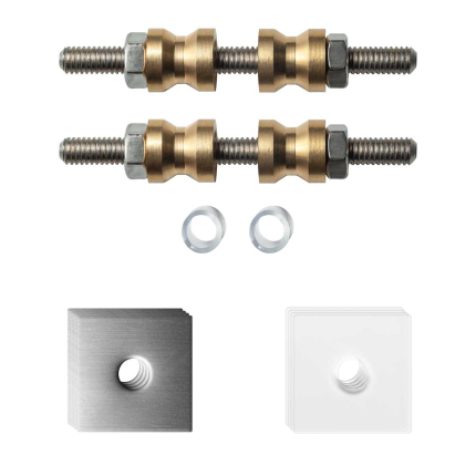 Glastür Befestigungsset i.A. doppelseitige Montage mit flache Edelstahl gebürstete Rosette 24x24x2mm