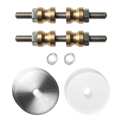 Glastür Befestigungsset i.A. doppelseitige Montage mit flache Edelstahl gebürstete Rosette 35x2mm