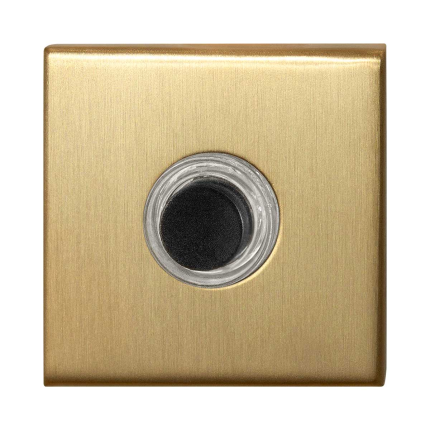 Türklingel mit schwarzer Druckknopf GPF9826.02P4 quadratisch 50x50x8 mm PVD Messing Satin