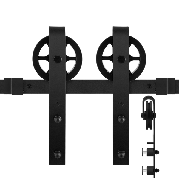 GPF0502.61G Schiebetürsystem Teho schwarz 300 cm (2 x 150 cm Schiene), für Glasschiebetüren